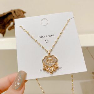 Pendentif Colliers Style Chinois Vintage Serrure De Sécurité Collier Cadeau Pour Bébé À La Mode Femmes Bijoux Chaîne De Cou De Noël