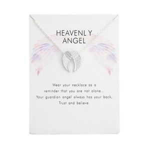 Collares colgantes Collar de alas de ángel clásico para hombre Mujer Acero inoxidable Buen detalle Joyería de moda con tarjeta de papel Entrega de gota Dh23K