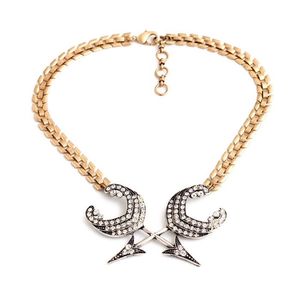 Pendentif Colliers Bijoux classiques Femme Gold Color Chaîne Vintage Accessoire Chunky Silver Crystal Anchors Collier