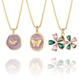 Colliers pendants classiques en acier inoxydable DIY Gold Color Retro Square Tags Cartes Charmes pour femmes Bijoux Cadeaux en gros en gros