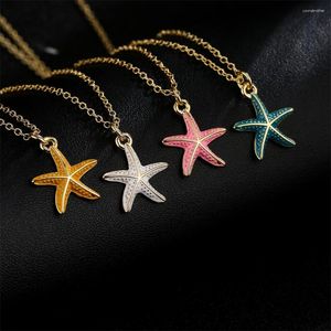 Pendentif colliers Cmoonry 2023 mode émail époxy coloré étoile de mer haute qualité chaîne en or cuivre collier femme bijoux