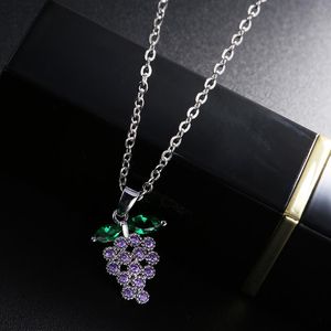 Pendentif Colliers Creative Sweet Crystal Purple Raisin Collier Mignon Fruit Zircon Pour Femmes Étudiant Fille Bijoux ColliersPendentif