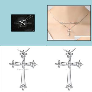 Pendentif Colliers Croix Crucifix Collier en cristal clair pour hommes Femmes Prière Jésus Escargot Lien Chaîne En Gros Bijoux Drop FFshop2001 Dhkhs