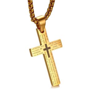 Collares pendientes Cruz para hombres Acero inoxidable Nuestro padre Crucifijo Caja libre Chian Link Joyería masculina