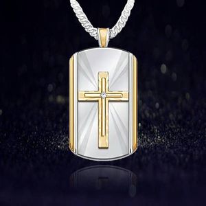 Collares pendientes Cruz collar hombres para mujeres oro Color escudo cadena oración fiesta cristiana joyería regalo