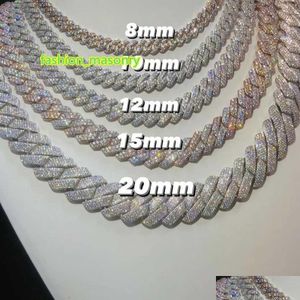 Colliers pendants Pass personnalisés Diamond Test VVS Moisanite Cuban Link Chain 10 mm 12 mm 15 mm 18 mm 20 mm Collier Hip Hop Men 925 Jewelry D OTPGO