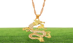 Collares colgantes Cz Dragón para mujeres Men Gold Color Jewellery Cubic Zirconia Mascot Symbol Symbol Deges entero 18913885