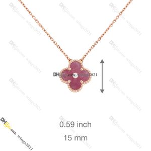 Colliers pendants Diamond Van Clover 18K Collier en or Designer pour femmes pour femmes en acier en acier en or ne s'est jamais fondu et non allergique, (rose) Store / 21417581