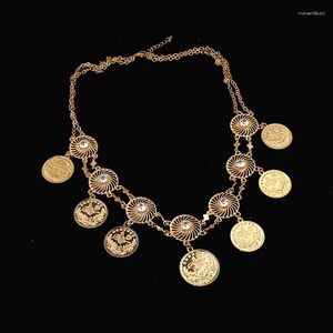 Pendentif Colliers Dicai Arabe Coin Collier Plaqué Or Moyen-Orient Oman Bijoux De Mariage Cadeaux En Gros Lot Femmes Mode