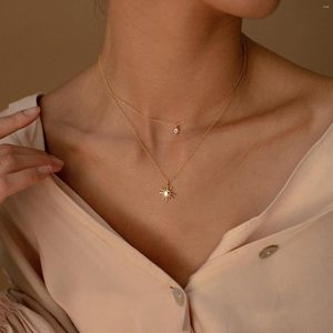 Collares colgantes Serie de doble pizarra Spotminimalismo en capas Caqueta de clavícula Collarbone Star Zircon Superimpo Titanium de acero de titanio femenino 18K Gold