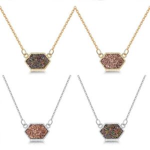 Collares colgantes Druzy Drusy Collar Moda Resina Oval Piedra Falsa Oro Plata Plateado Joyería de Marca para Mujeres Girls2889