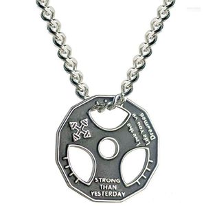 Pendentif Colliers Haltère Collier En Acier Inoxydable Chaîne Poids Plaque Barbell Hommes Femmes Gym Hippie Motivation Hip Hop Bijoux Morr22