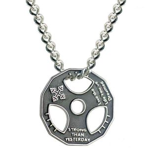 Pendentif Colliers Haltère Collier En Acier Inoxydable Chaîne Poids Plaque Barbell Hommes Femmes Gym Hippie Motivation Hip Hop Jewelry1264t