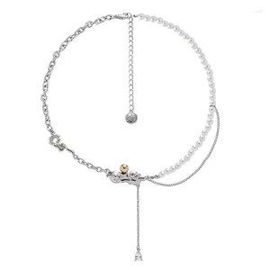 Pendentif Colliers Eetit Perles d'imitation de haute qualité Perles Chaîne Gland Collier à la main Collier en verre Zircon en alliage de zinc Bijoux pour femmes