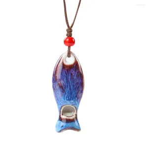 Colliers pendants élégants poissons collier sifflement de la céramique bijoux de corde longue chaîne de chaîne de survie