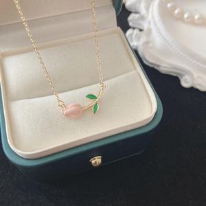 Pendentif Colliers Élégant Petit Collier De Tulipe Rose Frais Dames Charme Prom Party Bijoux Cadeau