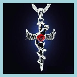 Pendentif Colliers Europe et Amérique Punk Collier Angel Wings Serpentine Cross Mens Cool Accessoires Drop Livraison 2021 Bijoux Penda Dhwx6