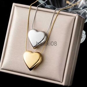 Collares colgantes Hip Hop europeo y americano Simple Peh Corazón Colgante Collar de acero de titanio para niñas Cadena de clavícula sexy para mujeres joyería J230620