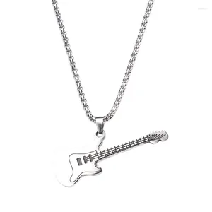 Pendentif Colliers Hommes Européens Et Américains Tendance Street Novel Mini Rock Music Guitare Mode Collier En Acier Bijoux