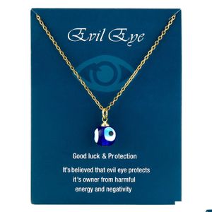Collares pendientes Evil Blue Eyes Collar Turco Oro Sier 8Mm 10Mm Geométrica Acero Inoxidable Lucky Protection Joyería Para Mujeres Dr Dhosx