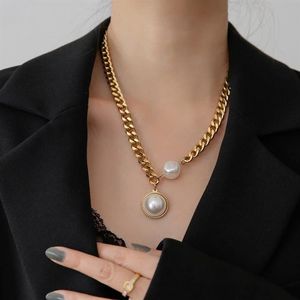 Colliers pendentifs exagérés or épais chaîne grand collier de perle à la mode