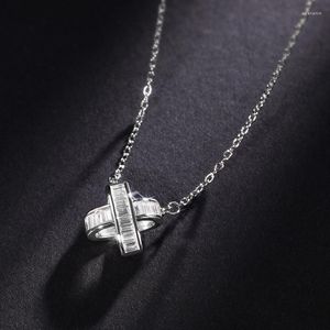 Collares con colgante exquisito geométrico brillo Zirconia X letra collar para mujer cadena moda marca joyería Z190