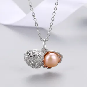 Pendentif Colliers Eyer Bonne Chance Vintage Forme De Coquille Naturelle Collier De Perles D'eau Douce Femelle Style À La Mode Bijoux Ornement Cadeau Pour Les Femmes