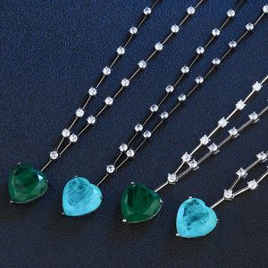 Collares colgantes Eyika Fusion Fusion Crystal Stone Verde Blue Corazón Collar de enlace de bambú de bambú Collar para mujeres Charm paraiba Turmaline Collar G230206