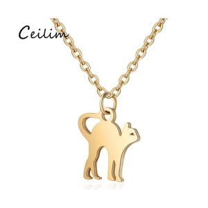 Pendentif Colliers De Mode En Acier Inoxydable 316L Mignon Chat Collier Pour Femmes Hommes Simple Conception Pet Charme Or Sier Chaîne Drop Delivery Otyuo