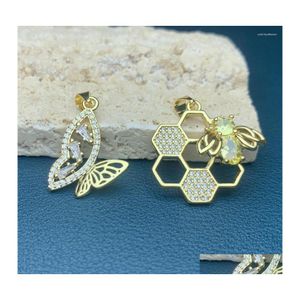 Colliers pendants Collier de papillon d'abeille de mode pour bijoux de bricolage fabriquant des accessoires de charme d'oreille d'oreille d'or plaque d'or plaqué métallique dro dhx7o