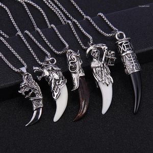 Pendentif Colliers Mode Brave Hommes Authentique Wolf Gog Dents Spike Collier Femmes Chanceux Bijoux Classique Fang Dent Amulette