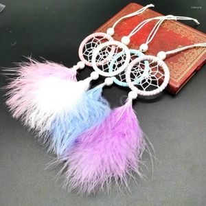 Collares pendientes Moda Colorido Real Pluma Hecho a mano Atrapasueños Accesorios para el hogar Chica Bolsa Coche Carillón de viento Joyería Dormitorio Decoración