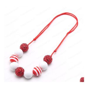 Collane con ciondolo Fashion Design Bambini Collana di perline bianche rosse Ragazze Bambino Corda regolabile Affascinante Consegna goccia di perline grosse Jewe Dhtry