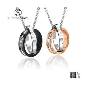 Pendentif Colliers Mode Double Cercle Collier pour Couple Lettre Interlocking Hoop Infinity Charme Eternity Valentines Day Drop Del Dhcai