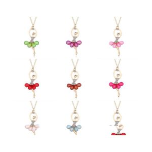 Colliers pendants mode Exquis Golden Diamond Cartoon Ballet Girl Collier Crystal Clicule Chaîne Surprise Bijoux Bijoux BDEHOME DHESB