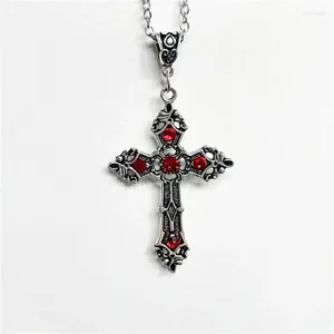Colliers de pendentif mode gothique gothique grand baroque chrétien croix micro micro incrusté de cristal rouge prière bijoux en gros de bijoux en gros