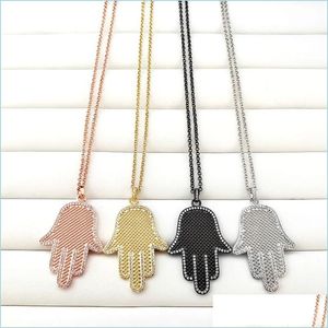 Pendentif Colliers Mode Main Forme Pendentifs Collier Mélanger Couleurs Cristal Fatima Mains Pour Femmes Filles Bijoux Nk494 Drop Delivery 2 Dhbuc