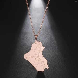 Collares colgantes Moda Irak Mapa Collar Mujeres Hombres Marco con encanto islámico árabe Acero inoxidable Sin desvanecimiento Joyería irlandesa Regalos