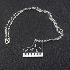 Pendentif Colliers Bijoux De Mode Musique Piano Collier Noir Et Blanc Clés Notes Cristal Émail Pendentifs Femmes Hommes Accessoires