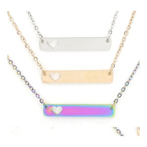 Collares colgantes Moda Amor Corazón Bar Collar para mujeres Madre Hija Acero inoxidable Amigos en blanco Joyería Comprador Propia Gota del Oth9P