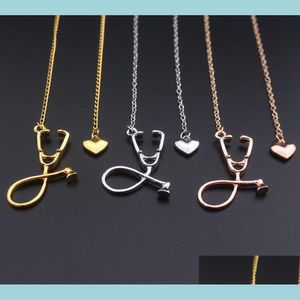 Collares colgantes Moda Joyería Médica Aleación Te Amo Corazón Colgante Collar Estetoscopio Para Enfermera Doctor Regalo Al Por Mayor Dhs Fa Dhtud