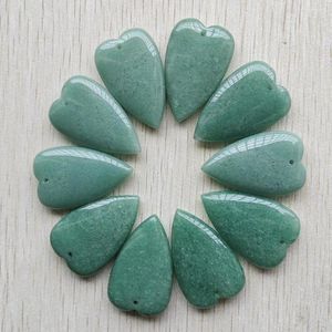 Pendentif Colliers Mode Naturel Vert Aventurine Mélange Long Coeur Pendentifs Pour Bijoux Accessoires Faisant Cadeau En Gros 10 pcs/lot