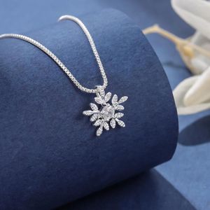 Pendentif Colliers Mode Argent Plaqué Cristal Flocon De Neige Fleurs