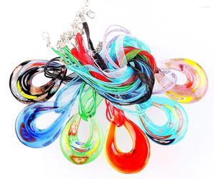 Pendentif Colliers Mode En Gros 6pcs À La Main Murano Verre De Murano Mixte Coloré Grande Goutte Millefiori Pendentifs Charmes