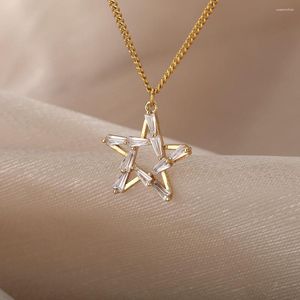 Collares colgantes Collar de circón estrella de cinco puntas para mujeres Cúcicas Cristal 2022 Tendencia de la alianza de la alianza de la pareja de joyas regalo
