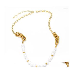 Pendentif Colliers Flola Demi Perle Collier Twist Chaîne Ras Du Cou Pour Les Femmes Plaqué Or Bijoux Cadeaux Collares Para Mmujer Nkeb488 Drop Dht0O