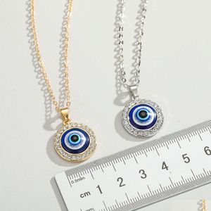 Pendentif Colliers Pour Femmes Original Turc Devil Eye Collier Diamant Rond Bleu Yeux Bijoux Cadeau En Gros Drop Delivery Pendentifs Dhrao