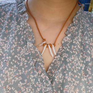 Collares pendientes Collar de perlas de agua dulce Cadena de cuerda de cilindro de barca real para mujeres Joyería de boda vintage hecha a mano
