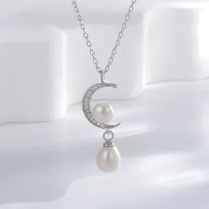 Collares colgantes Perla de agua dulce Collar de plata esterlina Luz de luna femenina Lujo Japón y Corea del Sur Tarifa de diseño de nicho simple