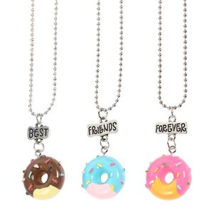 Pendentif Colliers Amitié Collier Ami 3 Pour Toujours Filles Bff Bijoux Cadeaux Amis Pièce Forme Fille Enfants Donut CreativePendant